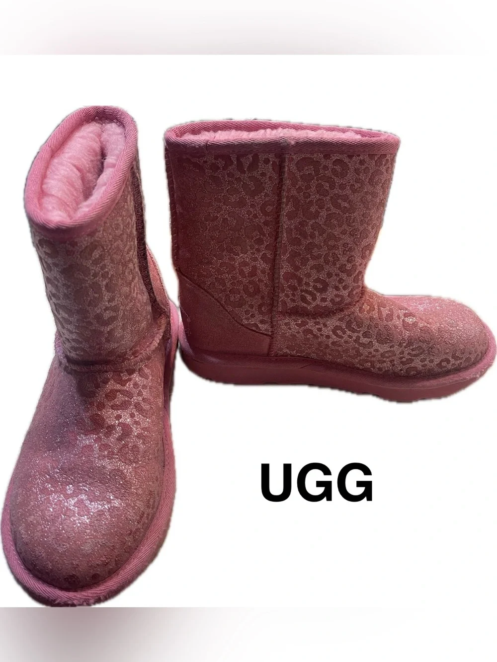 UGG Pink Sparkle Leopard Classic Short Boots